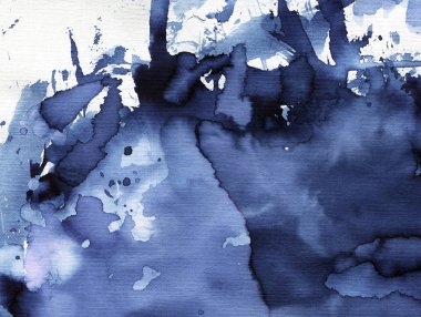 Sulu Boya çivit renk arka plan. Resimde çizilmiş.