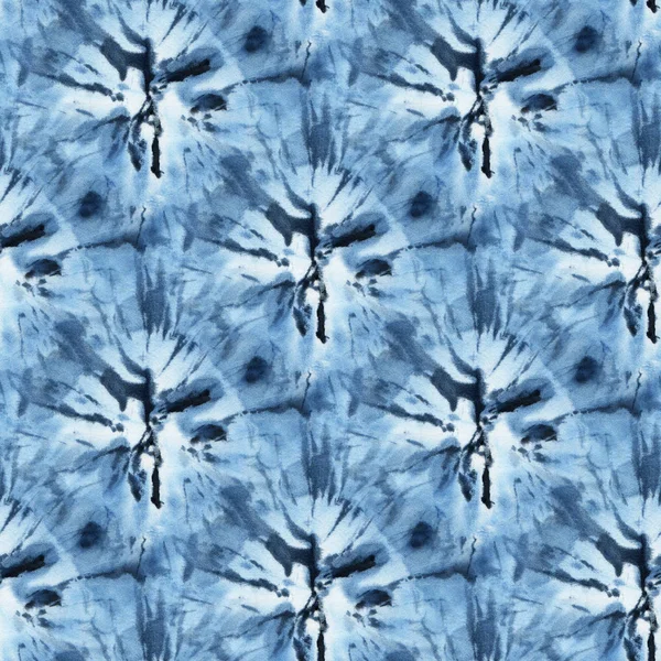 Naadloze Tie Dye Patroon Van Indigo Kleur Witte Zijde Handschilderstoffen — Stockfoto