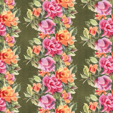 Suluboya güllerle kusursuz desen. El çizimi illüstrasyon. 