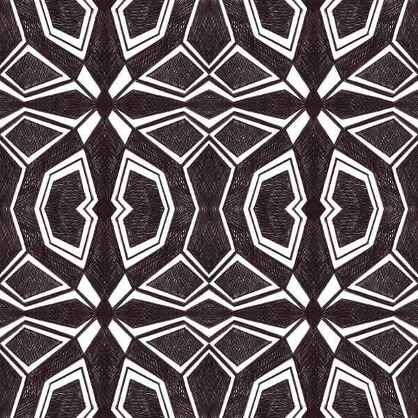 Black and white seamless pattern in Oriental style.  Hand-drawn illustration.
