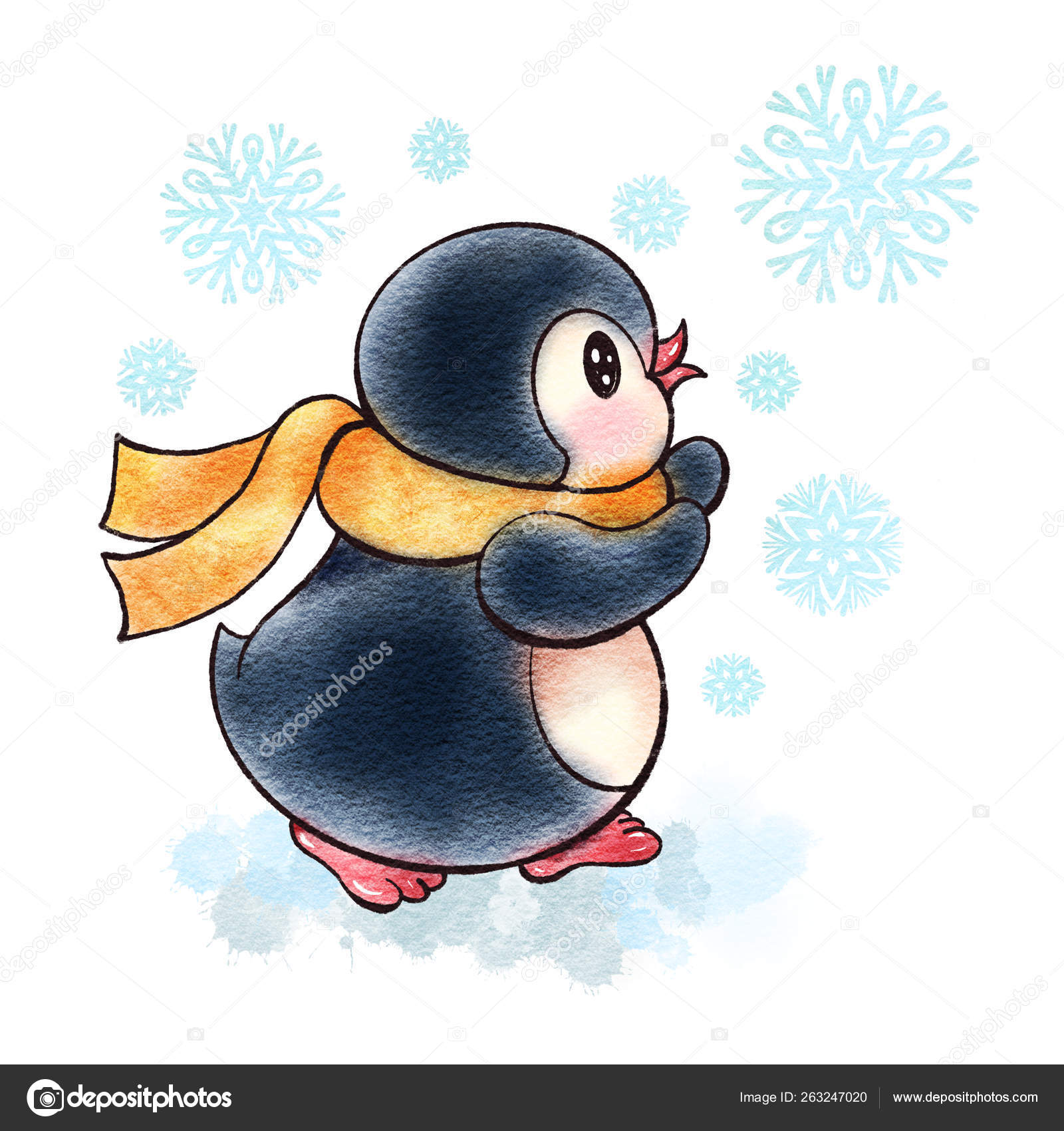 Winter Illustration Funny Cartoon Penguin Snowflakes Isolated White Background Drawing Stock Photo by ©tiff20 263247020 Winter Illustration Funny Cartoon Penguin Snowflakes Isolated White Background Drawing Stock Photo by ©tiff20 263247020