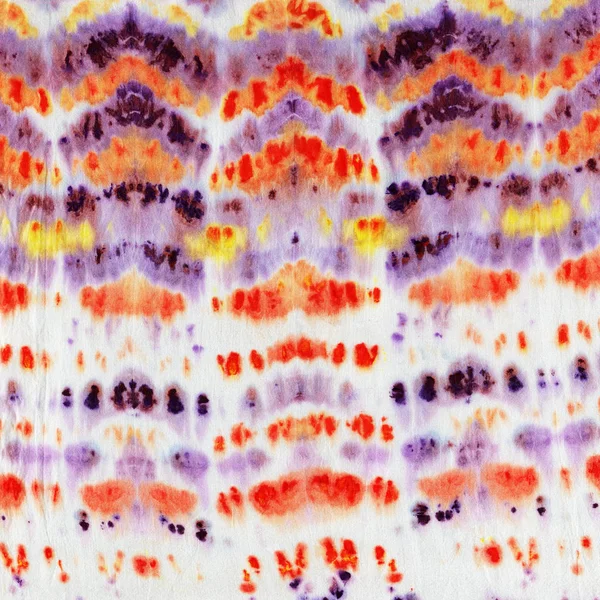 Язати Фарбувати Візерунок Помаранчевого Фіолетового Кольору Білому Шовку Тканини Малювання — стокове фото
