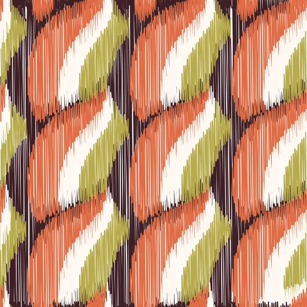 Ikat Pattern Senza Soluzione Continuità Sfondo Astratto Disegno Tessile Carta — Vettoriale Stock