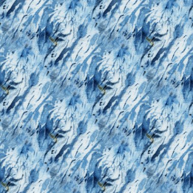 Beyaz ipeğin üzerindeki çivit rengi kusursuz kravat boyası deseni. El boyası kumaşlar - nodüler batik. Shibori boyaması.. 