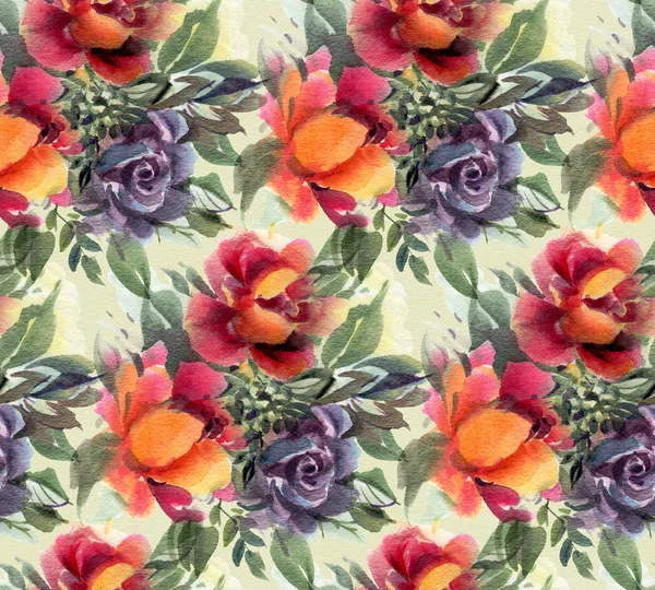 Naadloos Patroon Met Aquarelbloemen Handgetekende Illustratie — Stockfoto