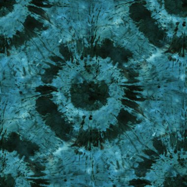 Beyaz ipeğin üzerindeki çivit rengi kusursuz kravat boyası deseni. El boyası kumaşlar - nodüler batik. Shibori boyaması.. 