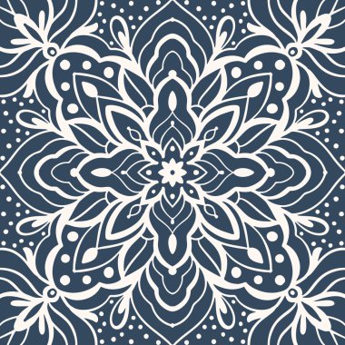 Siyah ve beyaz çiçek ve geometrik süsleme bir retro tarzı ile seamless modeli. Vektör çizim