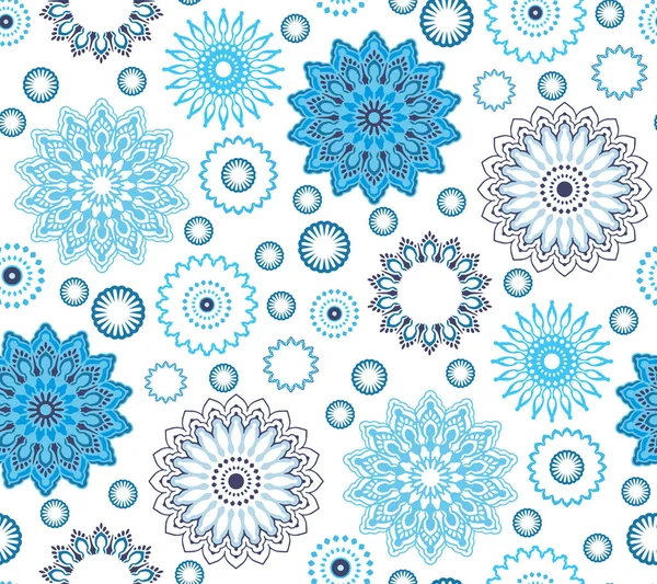 Modello Senza Cuciture Con Cerchi Decorativi Nello Stile Mandala Illustrazione — Vettoriale Stock