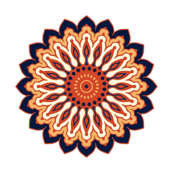 Mandala Multicolor Aislado Sobre Fondo Blanco Ilustración Hecha Mano Vector — Vector de stock