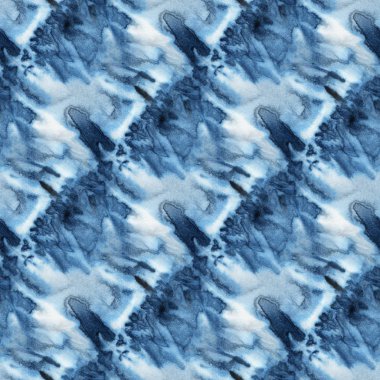 Beyaz ipeğin üzerindeki çivit rengi kusursuz kravat boyası deseni. El boyası kumaşlar - nodüler batik. Shibori boyaması.. 