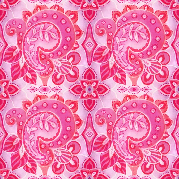 Paisley. The intricate batik pattern with texture of fabric. Seamless pattern. Hand-drawn illustration.
