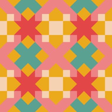 Basit geometrik çizimi olan kusursuz bir model. Retro tarzda. Vektör illüstrasyonu  