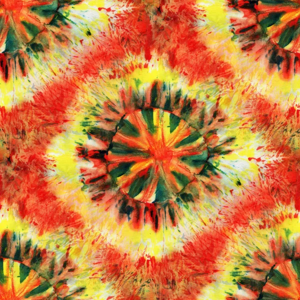 Sömlös Tie Dye Mönster Röd Och Grön Färg Vitt Siden — Stockfoto