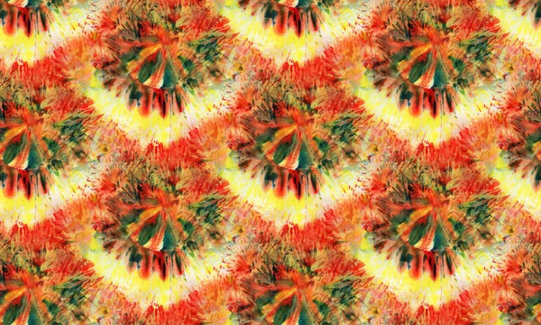 Seamless Tie Dye Pattern Red Green Color White Silk Hand — Stock Photo, Image