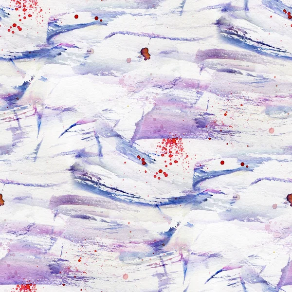 水彩の紫色の斑点と抽象的なシームレス パターン 手描きイラスト — ストック写真