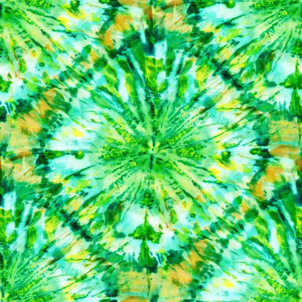 Seamless Tie Dye Pattern Green Color White Silk Hand Painting — Stock Photo, Image