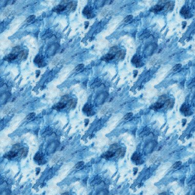 Beyaz ipeğin üzerindeki çivit rengi kusursuz kravat boyası deseni. El boyası kumaşlar - nodüler batik. Shibori boyaması.. 