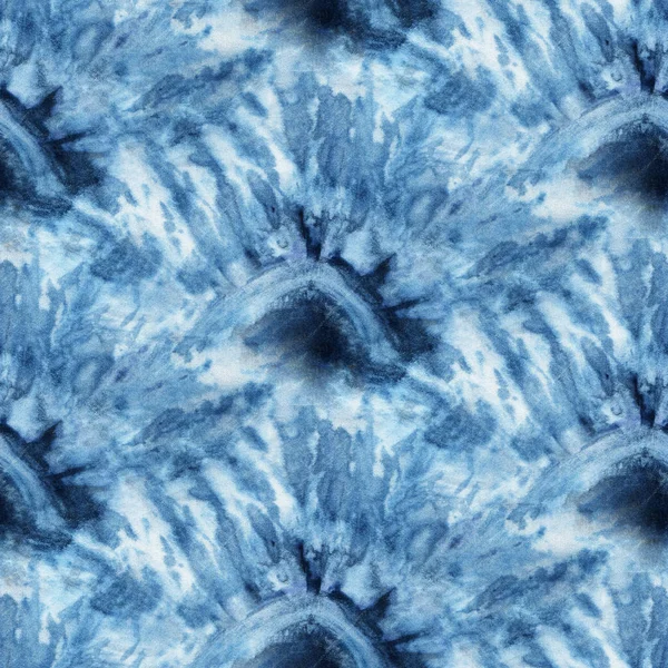 Seamless Tie Dye Pattern Indigo Color White Silk Hand Painting — Stock Photo, Image