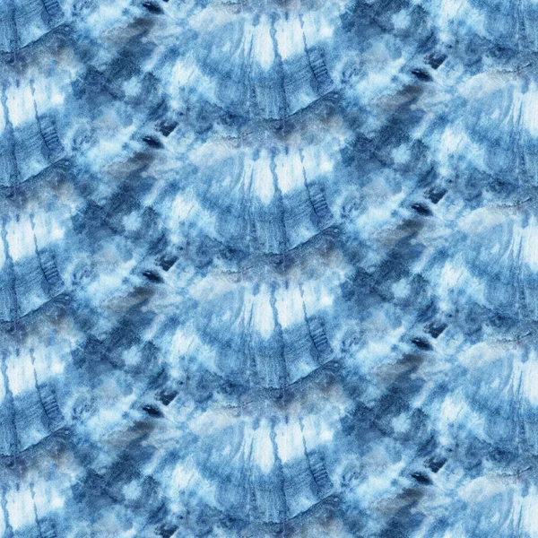 Seamless Tie Dye Pattern Indigo Color White Silk Hand Painting — Stock Photo, Image