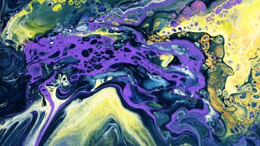 Akrilik akıyor. Rengarenk bir geçmişi var. El çizimi illüstrasyon. 