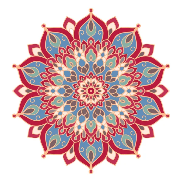 Mandala Multicolor Aislado Sobre Fondo Blanco Ilustración Hecha Mano Vector — Vector de stock