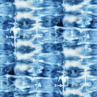 Beyaz ipeğin üzerindeki çivit rengi kusursuz kravat boyası deseni. El boyası kumaşlar - nodüler batik. Shibori boyaması.. 