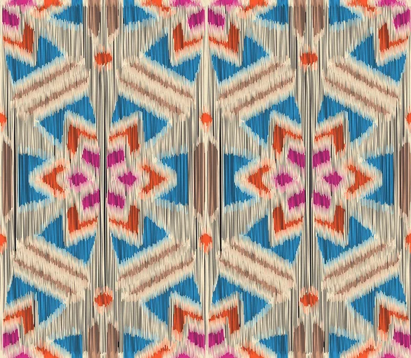 Naadloze Ikat Patroon Abstract Achtergrond Voor Textiel Ontwerp Behang Oppervlakte — Stockvector