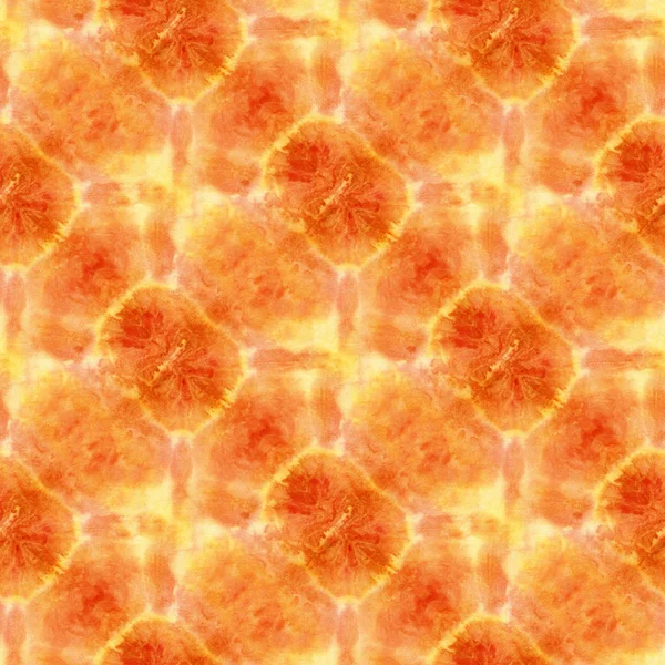 Bezešvé Kravata Barvivo Vzor Oranžové Barvy Bílém Hedvábí Ručně Malované — Stock fotografie