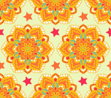 Dekoratif daireler ve mandala tarzında kusursuz desenler. Vektör illüstrasyonu.