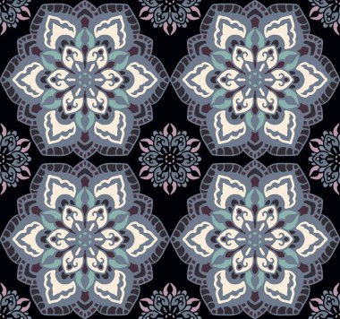 Dekoratif daireler ve mandala tarzında kusursuz desenler. Vektör illüstrasyonu.