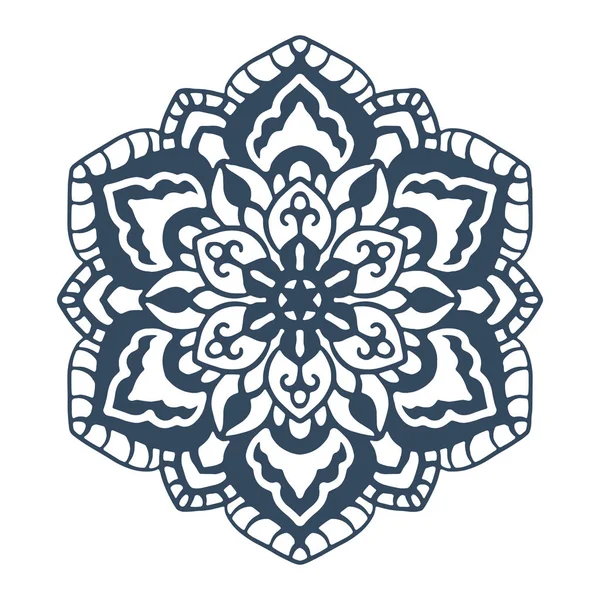 モノクローム曼荼羅を白地に隔てている 手描きイラスト ベクトル — ストックベクタ