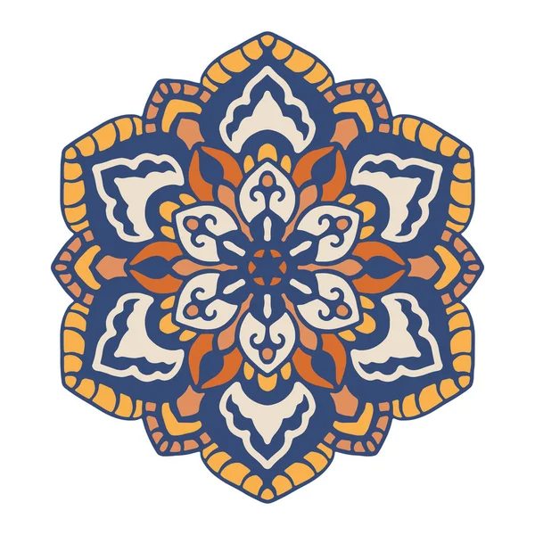 Wielokolorowa Mandala Wyizolowana Białym Tle Ręcznie Rysowana Ilustracja Wektor — Wektor stockowy