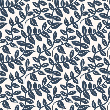 Yapraklı siyah ve beyaz desenli. Vektör illüstrasyonu. 