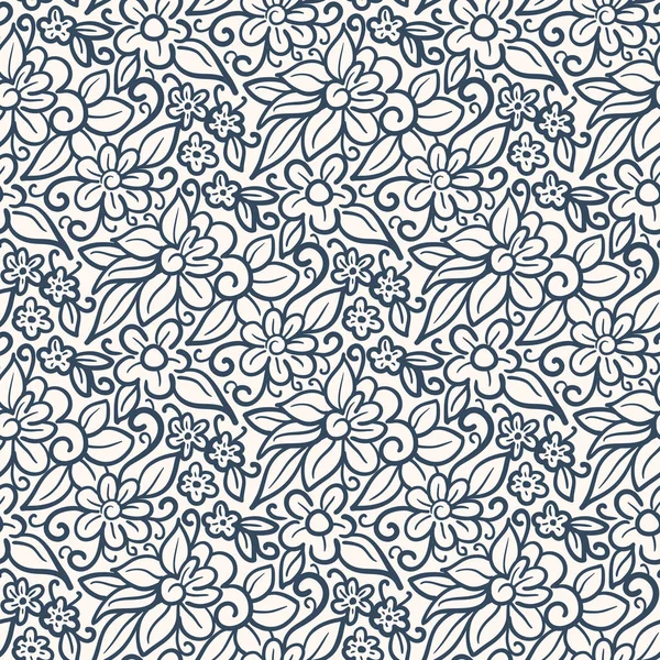 Black White Seamless Pattern Flowers Vector Illustration — Stock Vector