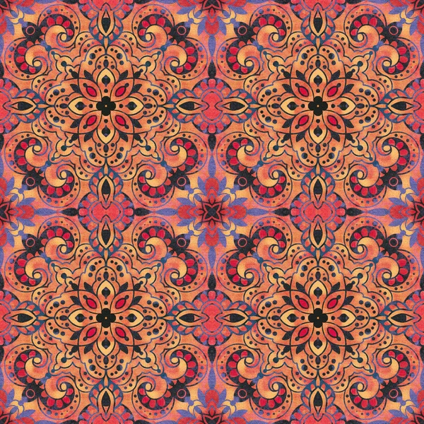 Multicolor seamless pattern in Oriental style.  Hand-drawn illustration.