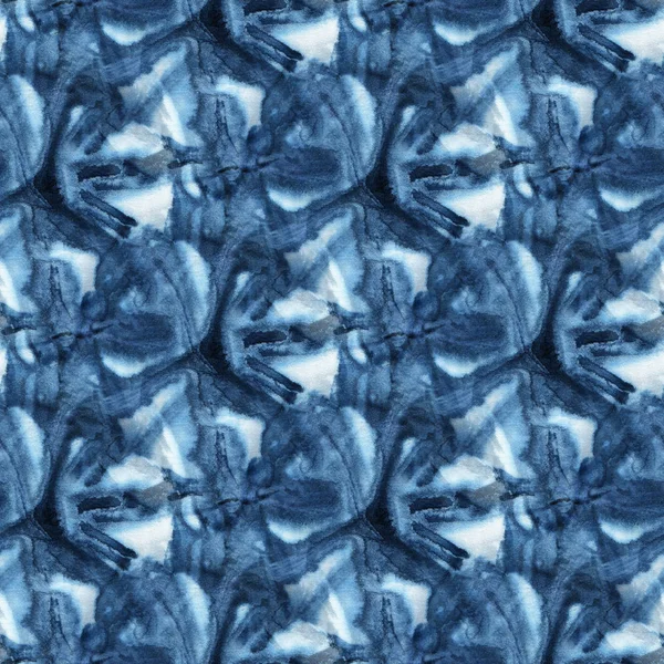 Sömlös Tie Dye Mönster Indigo Färg Vitt Siden Handmålning Tyger — Stockfoto