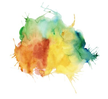 Beyaz arka planda izole edilmiş suluboya lekesi. El çizimi illüstrasyon. 