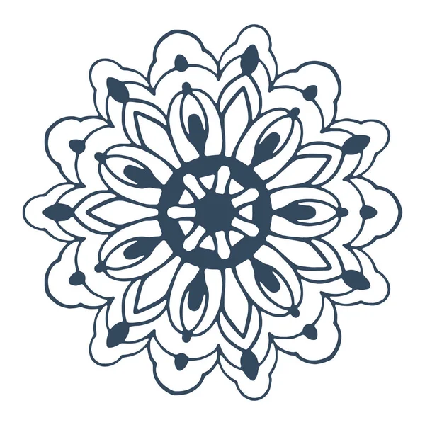モノクローム曼荼羅を白地に隔てている 手描きイラスト ベクトル — ストックベクタ
