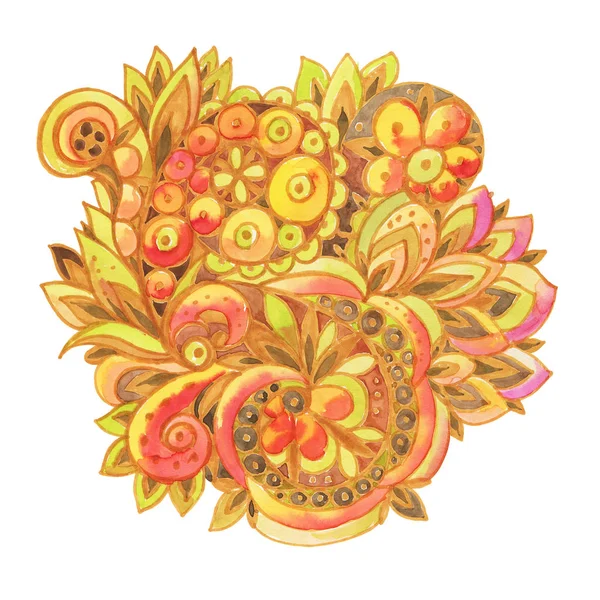 Dekorativa Inslag Doodle Stil Isolerad Vit Bakgrund Multicolor Paisley Tryck — Stockfoto
