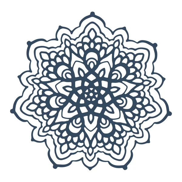 Mandala Monocromo Aislado Sobre Fondo Blanco Ilustración Hecha Mano Vector — Vector de stock