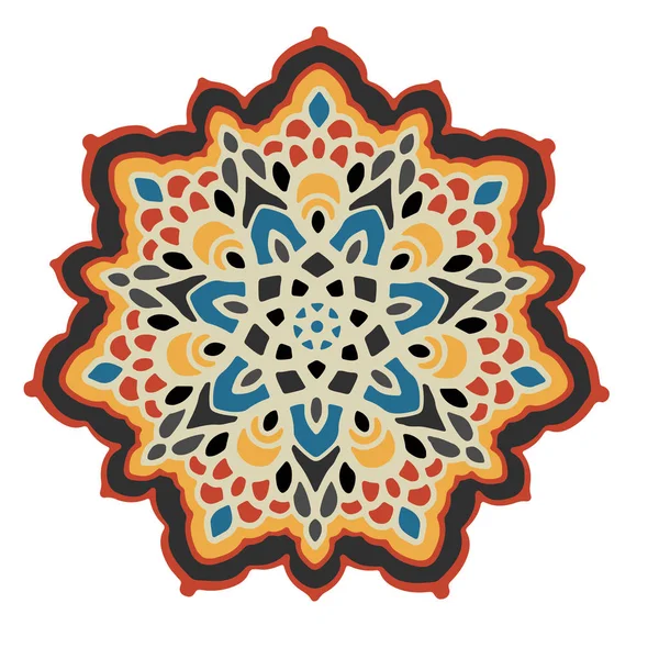 Mandala Multicolor Aislado Sobre Fondo Blanco Ilustración Hecha Mano Vector — Vector de stock