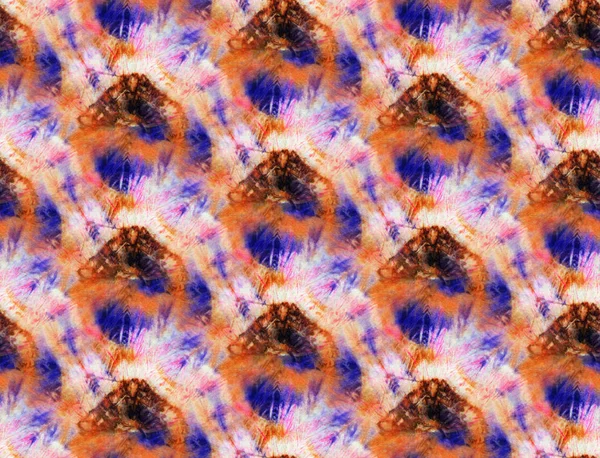 Nahtloses Muster Orange Und Blau Auf Weißer Seide Handbemalte Stoffe — Stockfoto