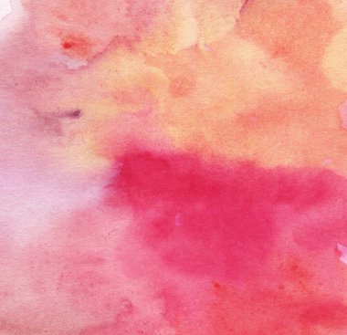 Pembe ve turuncu benekli suluboya arka plan. El çizimi illüstrasyon.