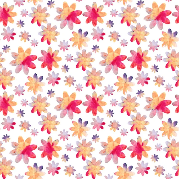 Seamless Pattern Watercolor Flowers Hand Drawn Illustration — Stock Photo, Image