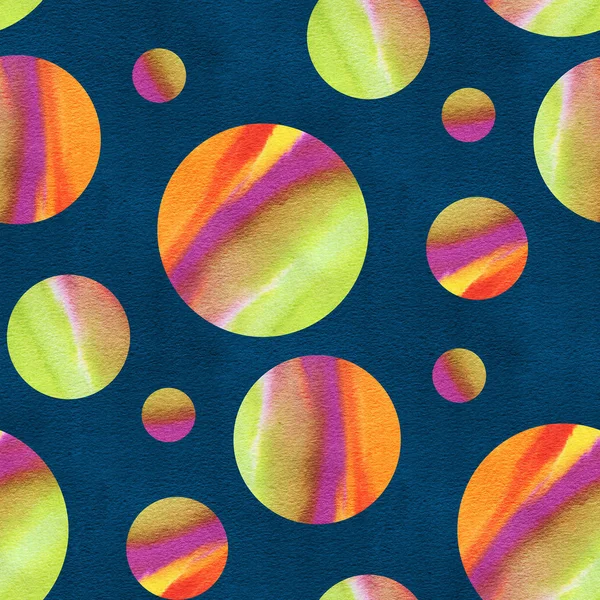 Abstract Seamless Pattern Watercolor Circles Hand Drawn Illustration — ストック写真