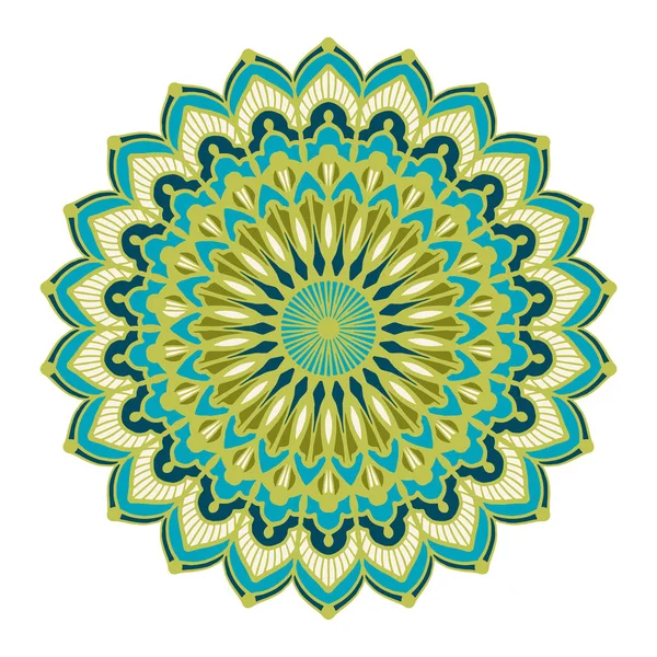 Mandala Multicolore Isolato Sfondo Bianco Illustrazione Disegnata Mano Vettore — Vettoriale Stock