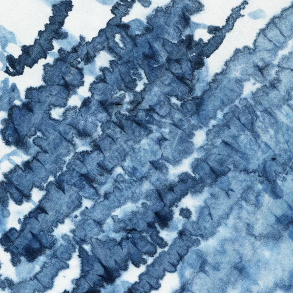 白絹に藍染めの模様 手描きの生地 ノーマルバティック 絞り染め — ストック写真