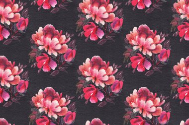 Suluboya çiçekli kusursuz desen. Şakayıklar. El çizimi illüstrasyon. 