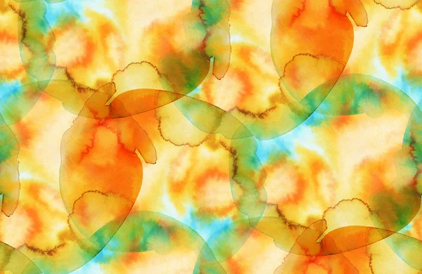 Abstrakta Sömlösa Mönster Med Orange Akvarell Ställen Handritade Illustration — Stockfoto