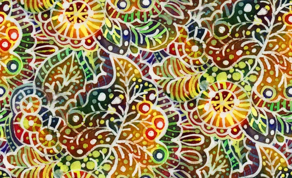 Padrão Batik Intrincado Com Textura Tecido Padrão Sem Costura Ilustração — Fotografia de Stock